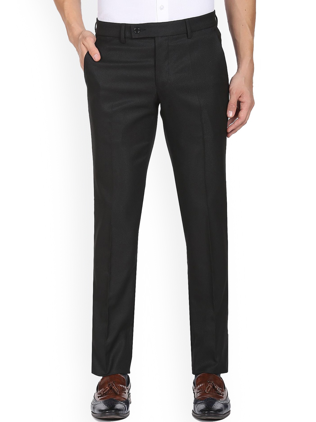 

AD By Arvind Men Mid-Rise Twill Formal Trousers, Black