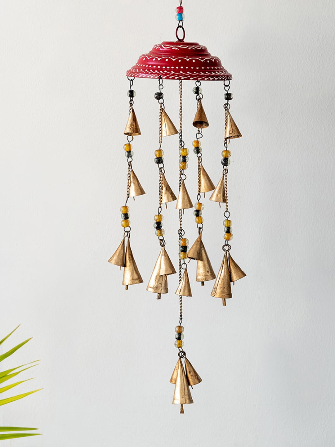 

ExclusiveLane Jhankar Beats Of Kutch Red & Gold Toned Umbrella Hanging Wind Chime