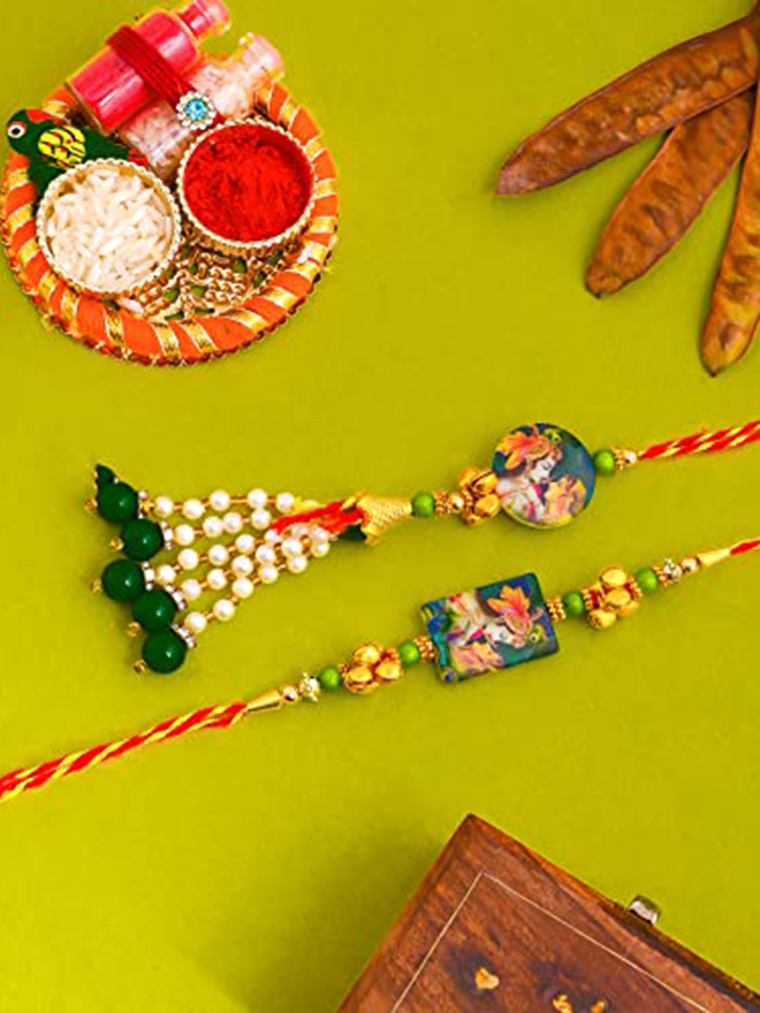 

Perpetual Set of 3 Thread Rakhis, Red