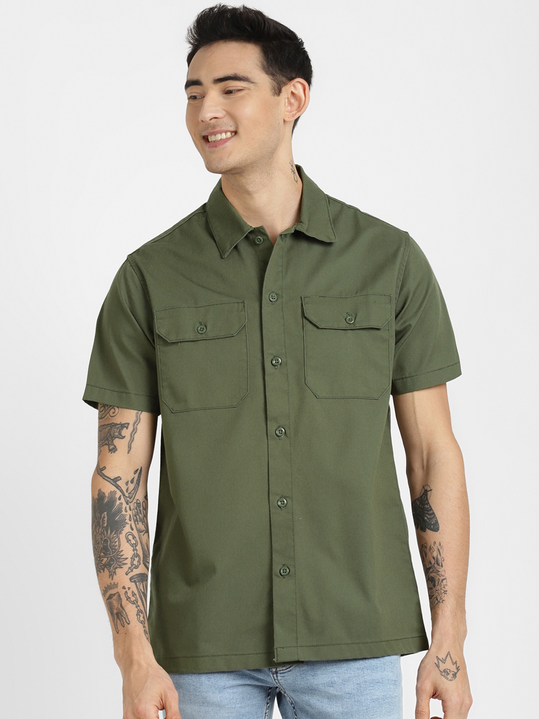 

ALCOTT Box Pocket Opaque Casual Shirt, Khaki