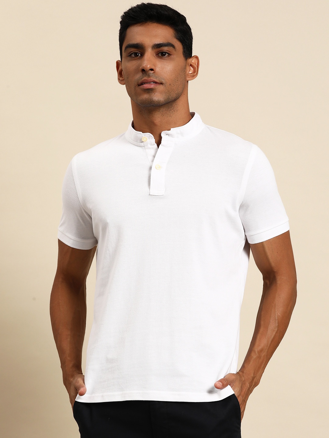 

ALCOTT Men Custom Fit Pure Cotton T-shirt, White