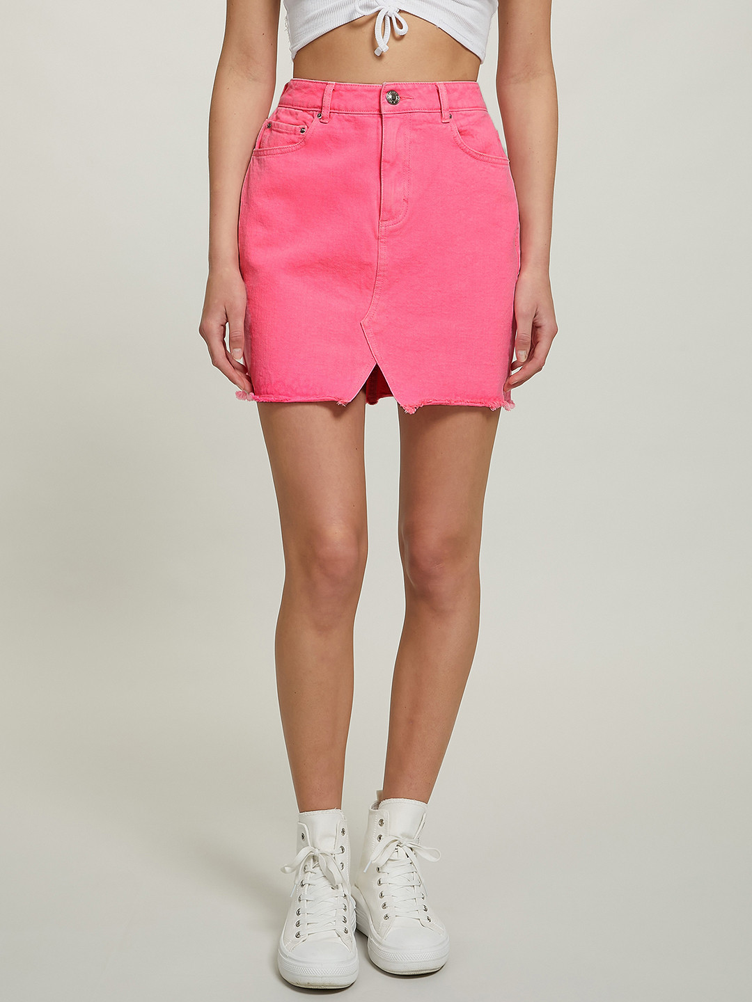 

ALCOTT Pure Cotton Denim Mini Skirt, Pink