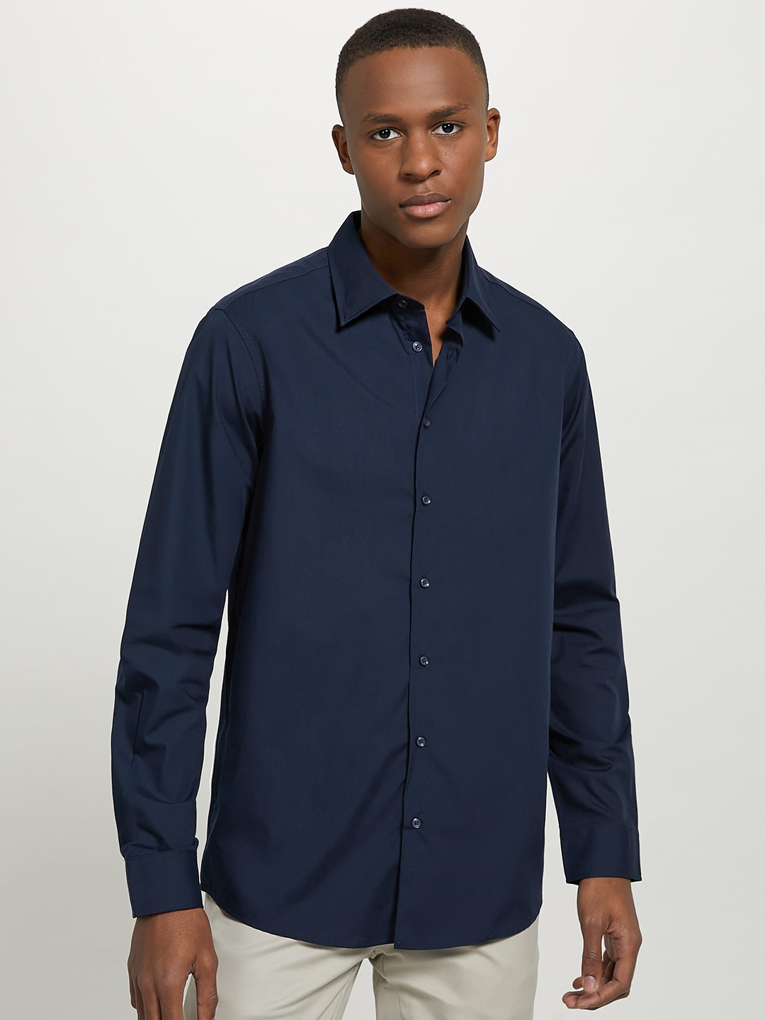 

ALCOTT Longline Opaque Casual Shirt, Navy blue
