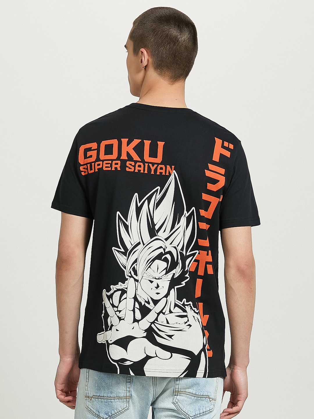 

ALCOTT Men Dragon Ball Z Goku Printed Pure Cotton T-shirt, Black