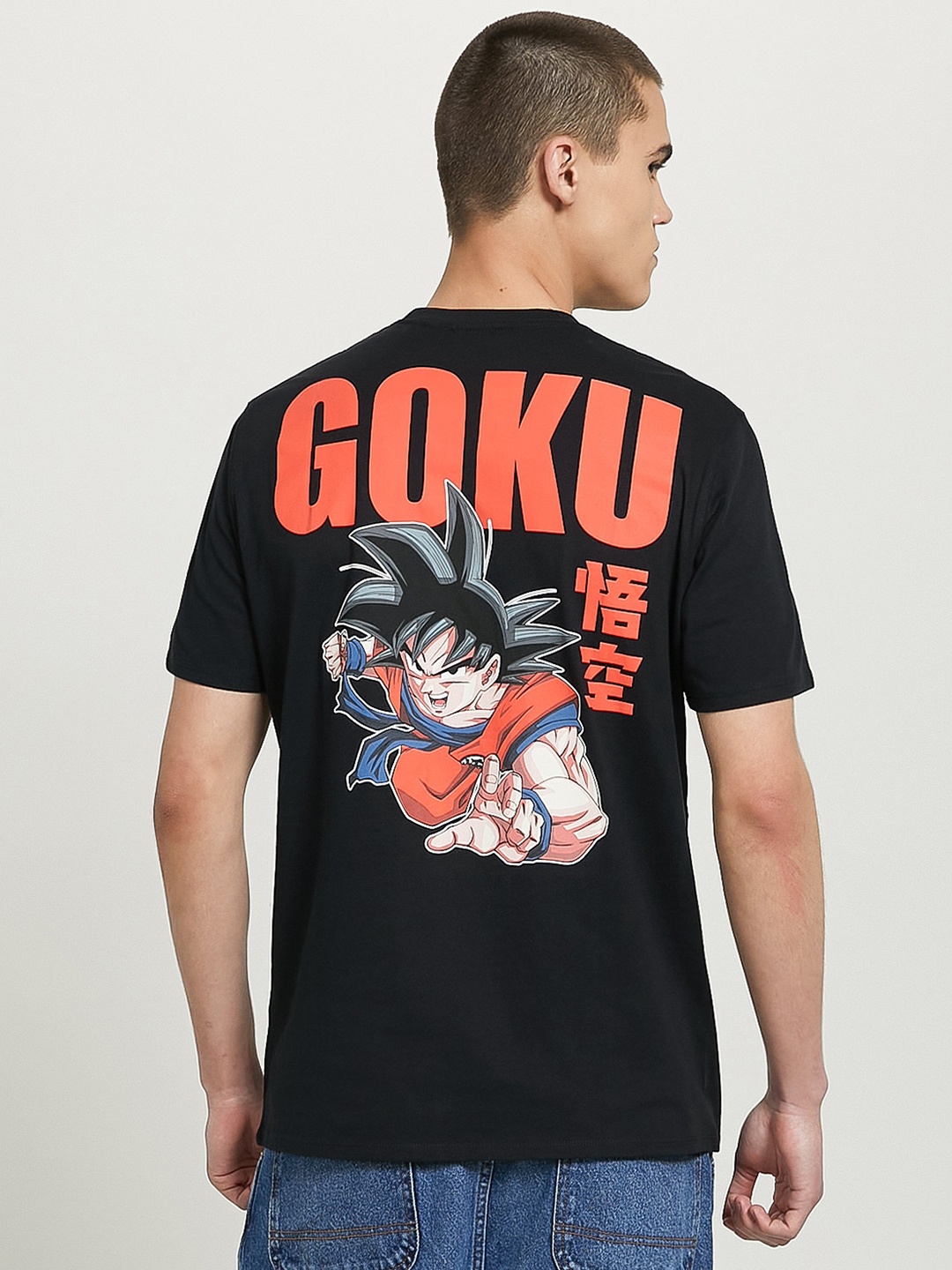 

ALCOTT Men Dragon Ball Z Printed Pure Cotton T-shirt, Black