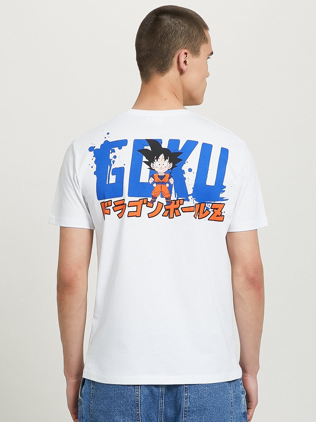 

ALCOTT Men Dragon Ball Z Print Pure Cotton T-shirt, White