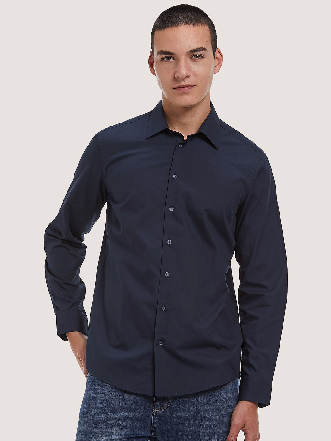 

ALCOTT Solid Opaque Casual Shirt, Navy blue
