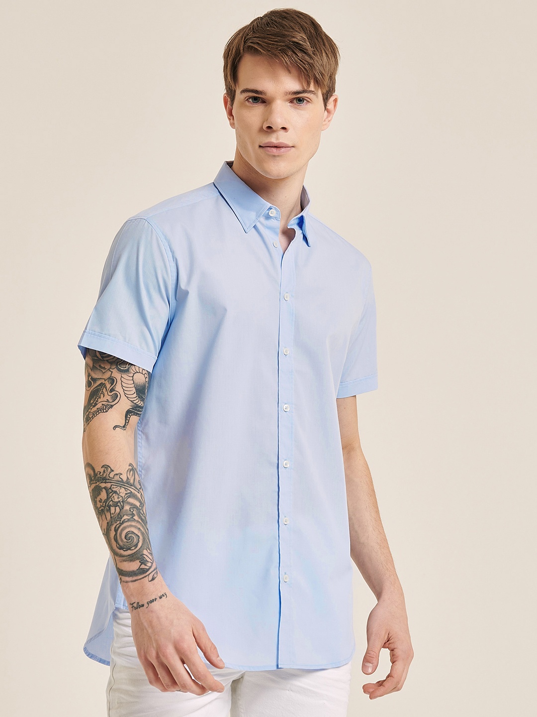 

ALCOTT Solid Opaque Casual Shirt, Blue