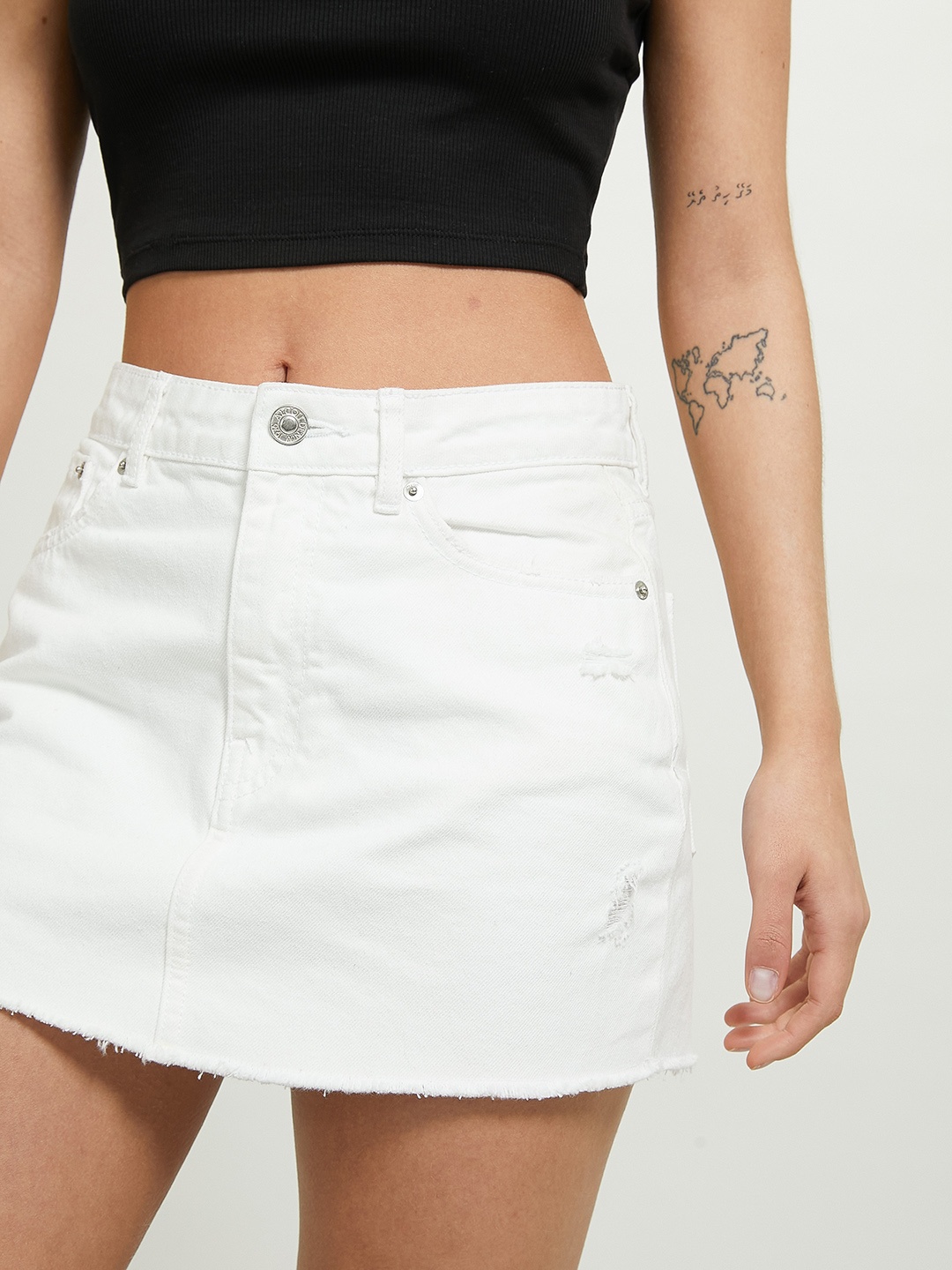 

ALCOTT Pure Cotton Denim Mini Skirt, White