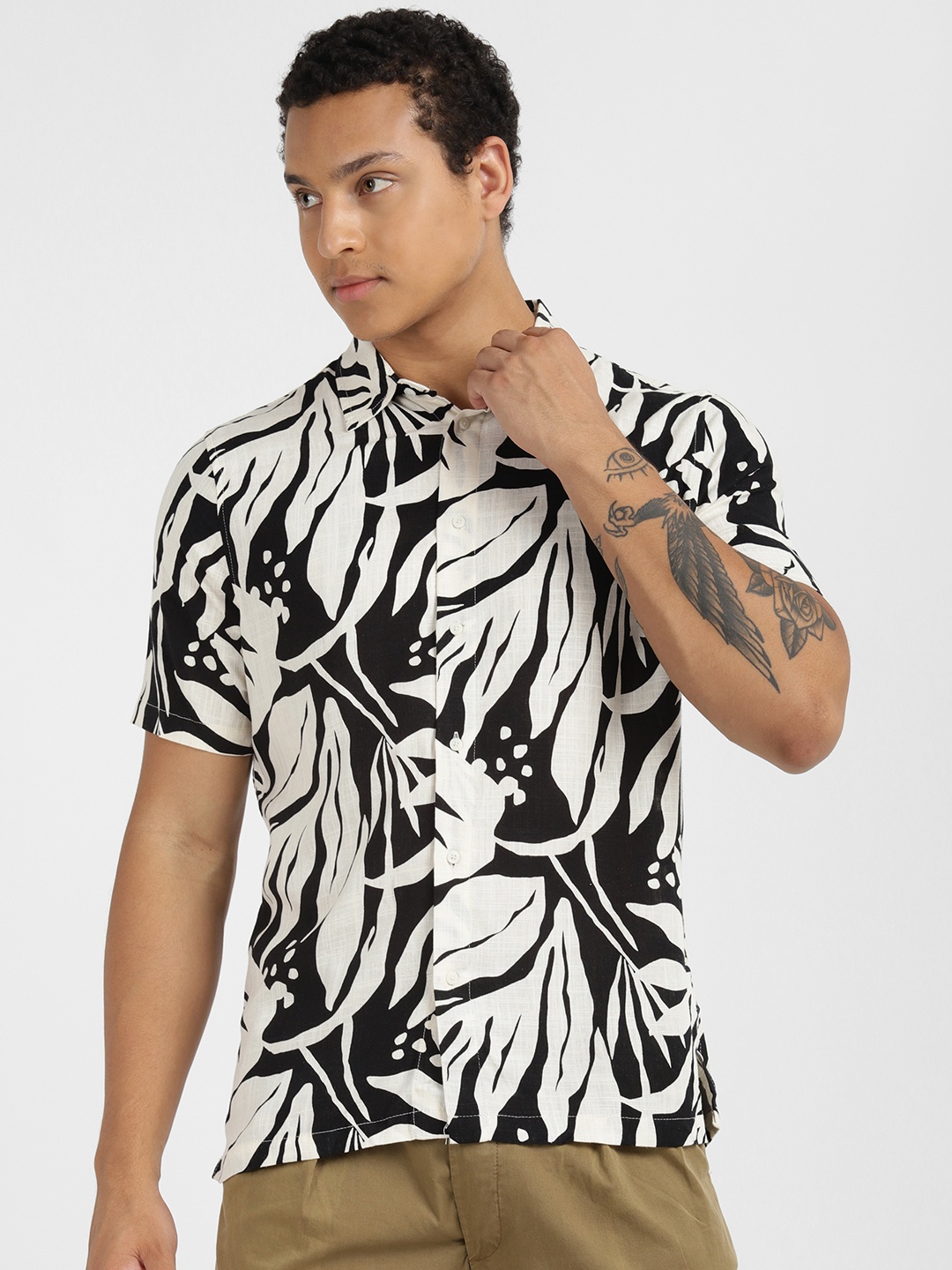 

ALCOTT Floral Printed Casual Shirt, Black