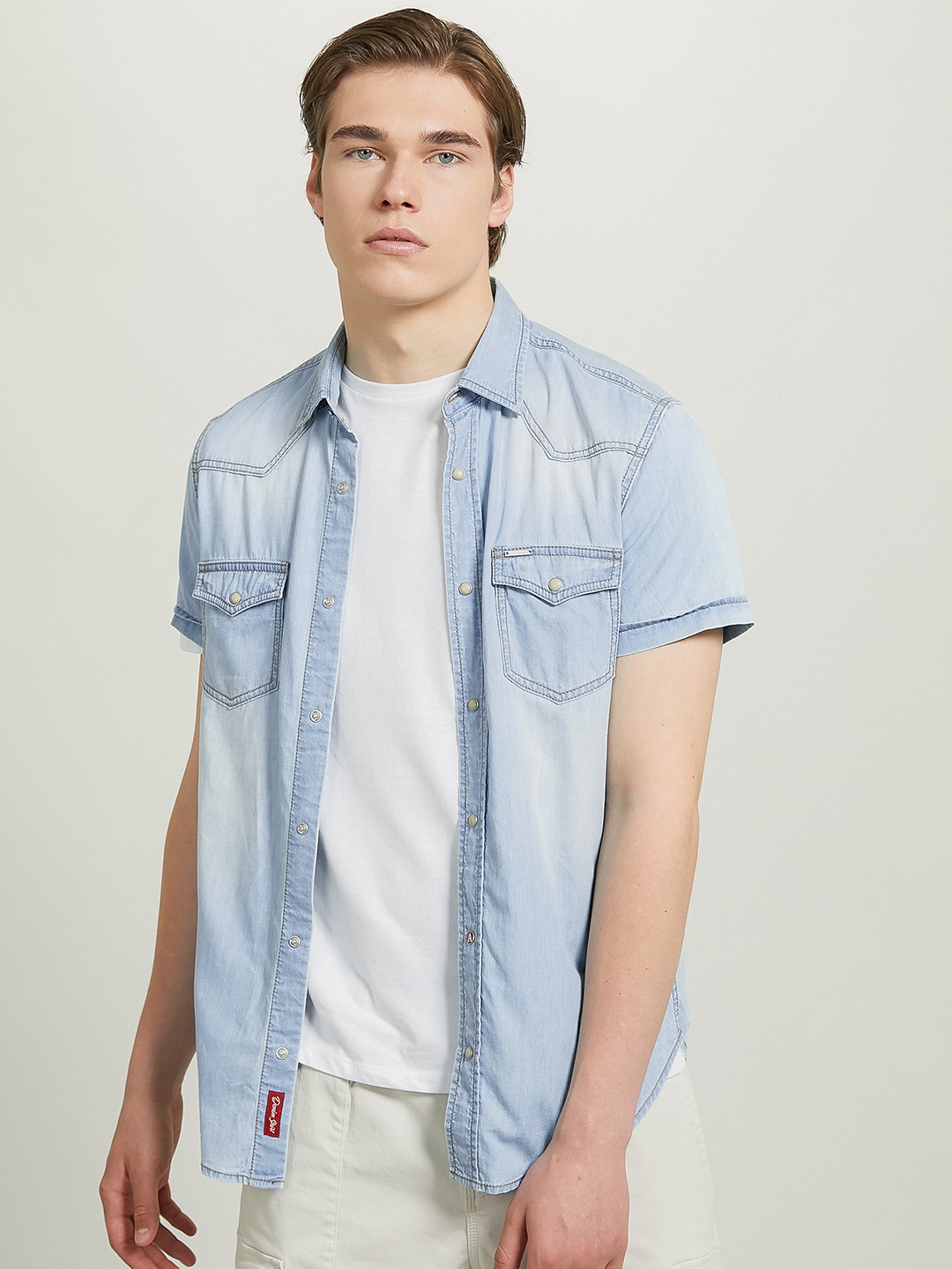 

ALCOTT Pure Cotton Denim Casual Shirt, Blue