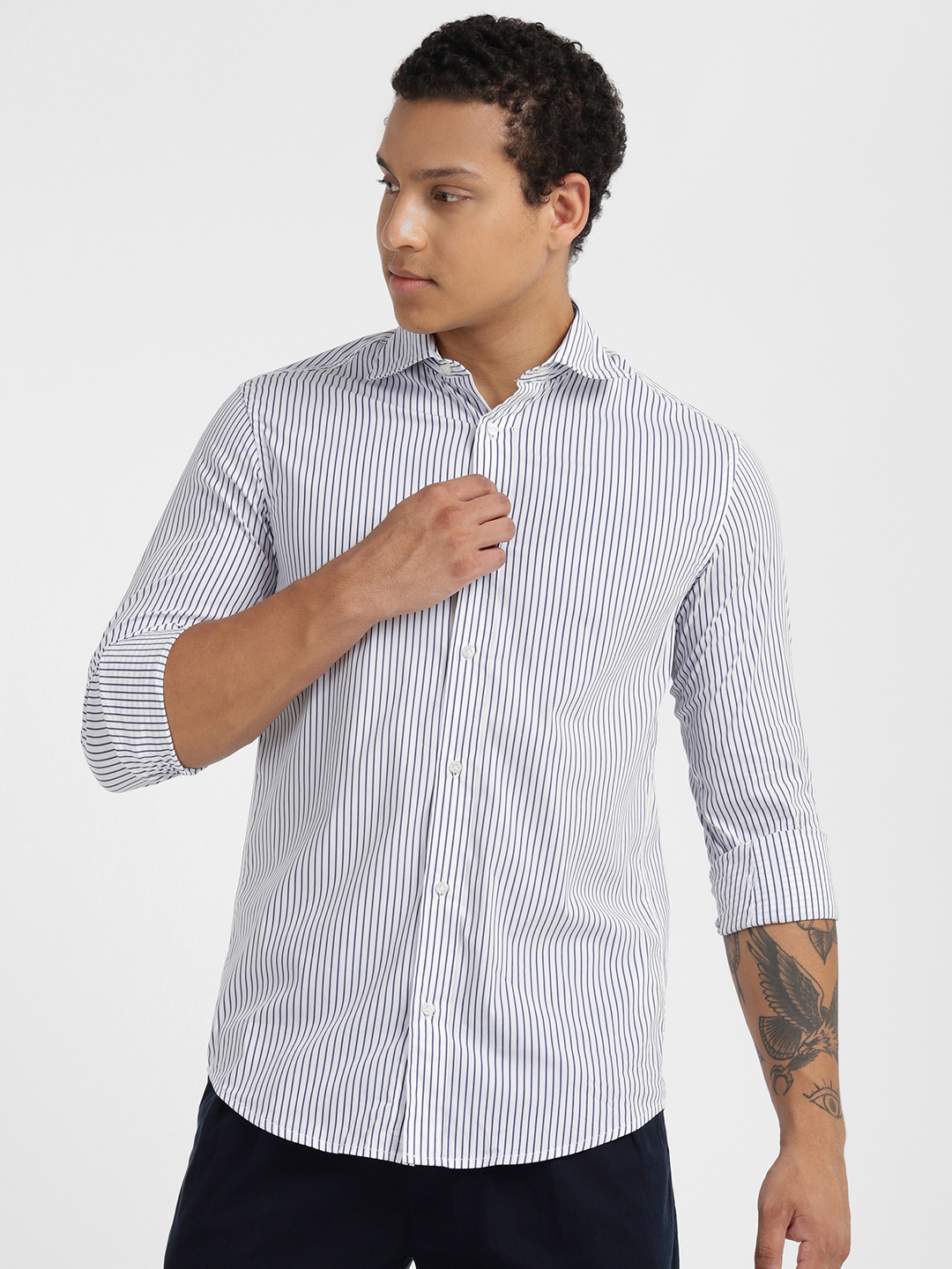 

ALCOTT Striped Casual Shirt, White