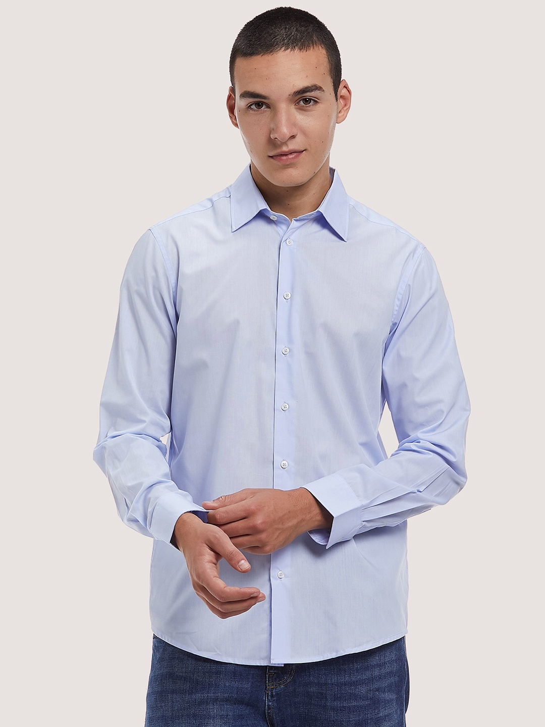 

ALCOTT Long Sleeves Opaque Casual Shirt, Blue