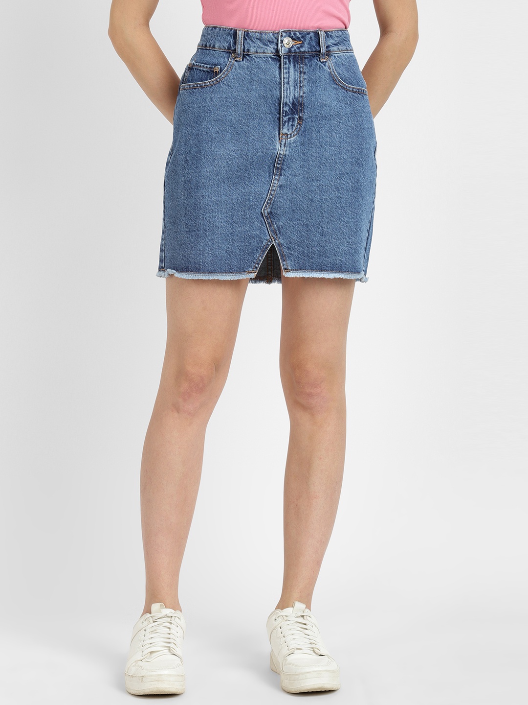 

ALCOTT Pure Cotton Denim Mini Skirt, Navy blue