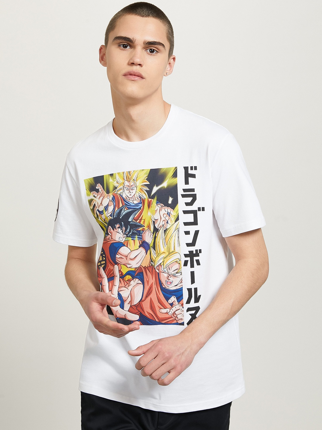 

ALCOTT Men Dragon Ball Z Printed Pure Cotton T-shirt, White