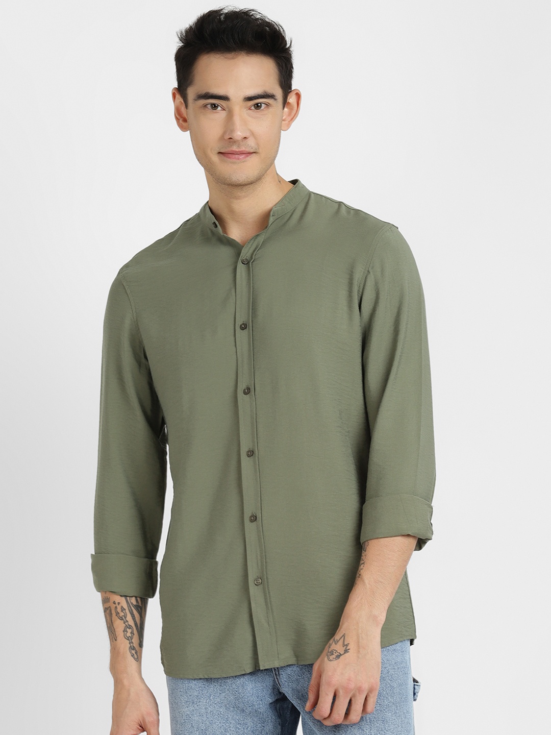 

ALCOTT Long Sleeves Opaque Casual Shirt, Green