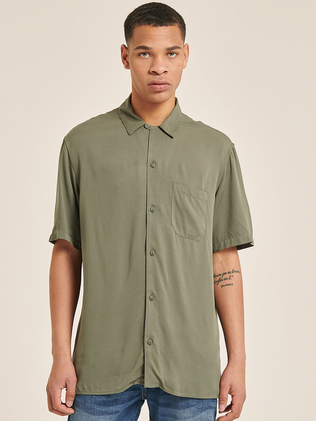 

ALCOTT Boxy Fit Opaque Casual Shirt, Green