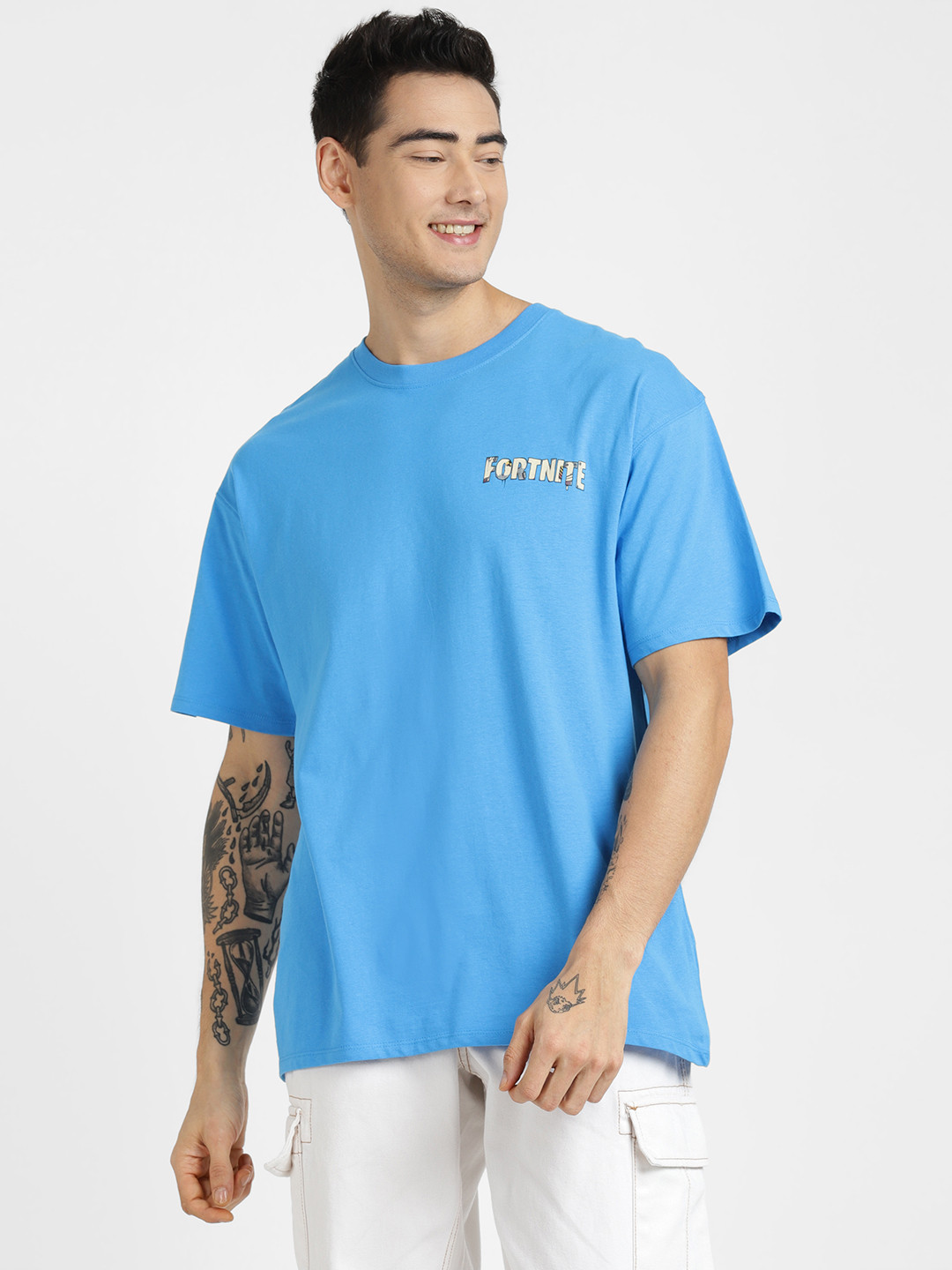 

ALCOTT Men Printed Pure Cotton T-shirt, Blue