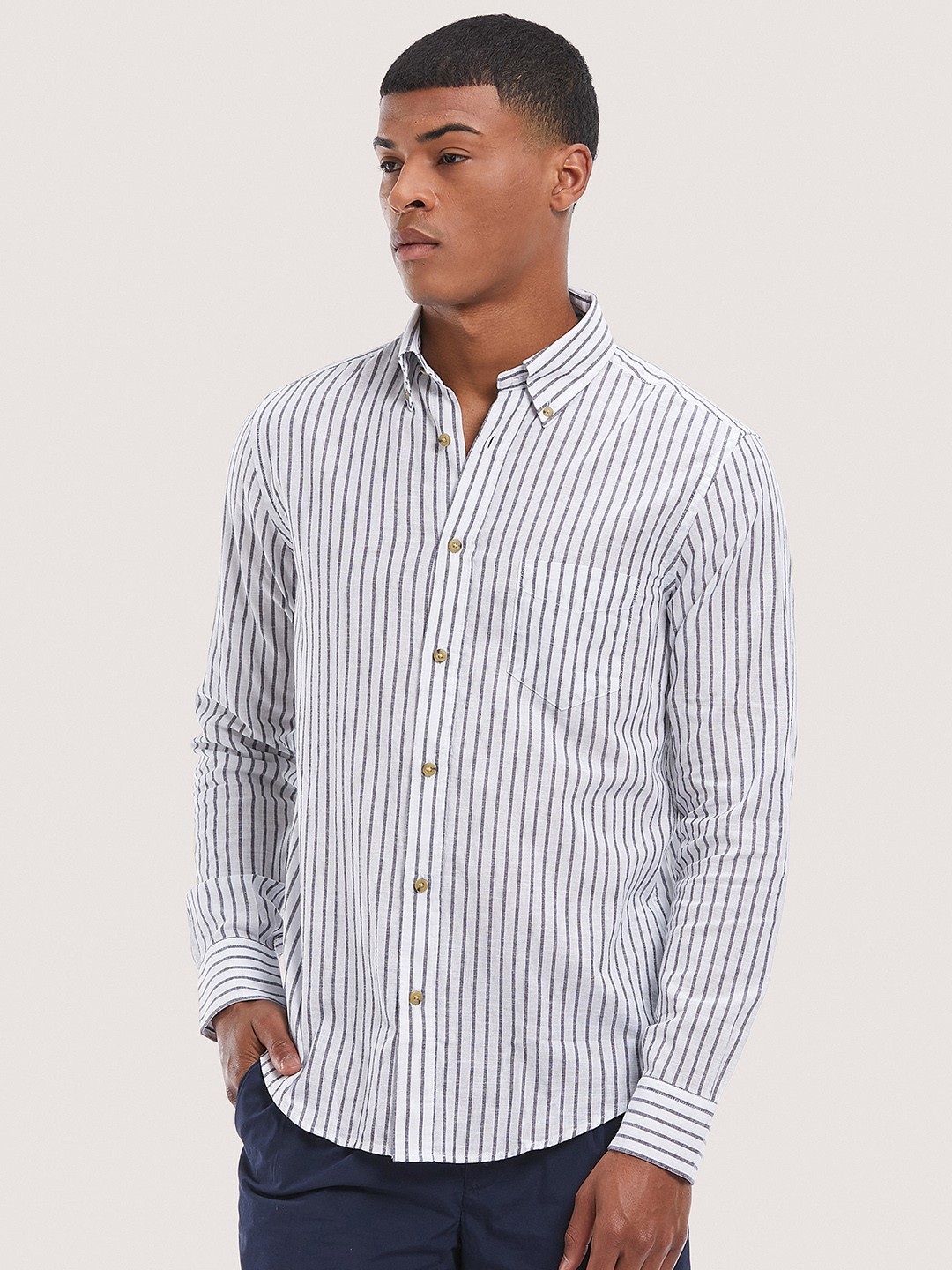 

ALCOTT Striped Casual Shirt, Navy blue