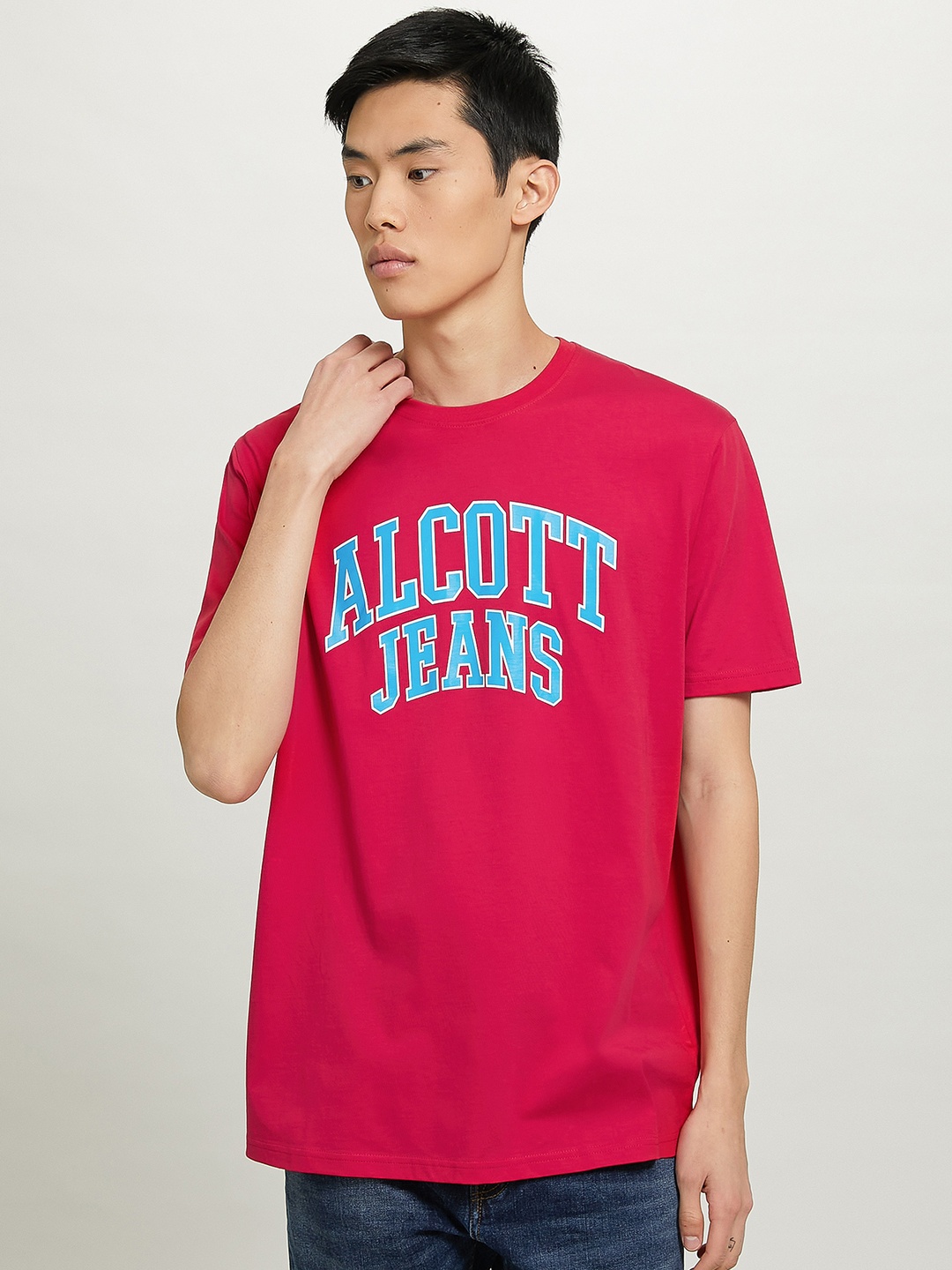 

ALCOTT Typography Printed Pure Cotton T-shirt, Red
