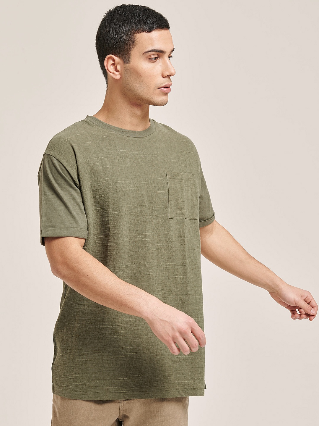 

ALCOTT Pocket Detail Round Neck Relaxed Fit T-shirt, Olive