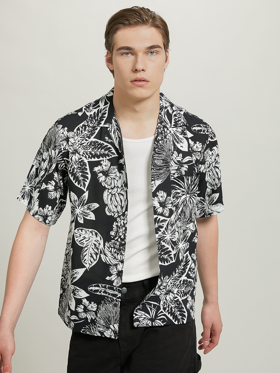 

ALCOTT Floral Printed Casual Shirt, Black