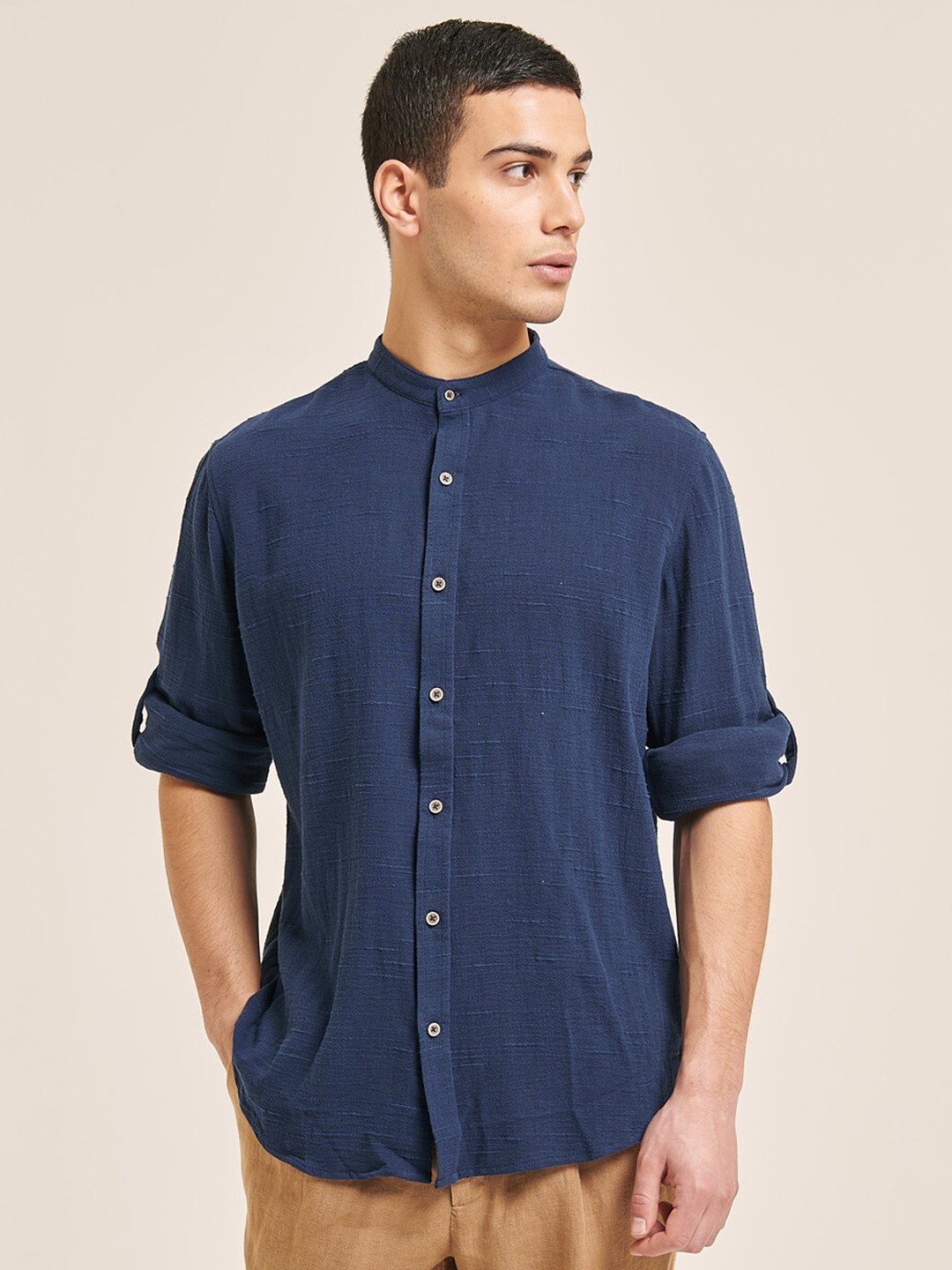 

ALCOTT Roll-Up Sleeves Casual Shirt, Navy blue