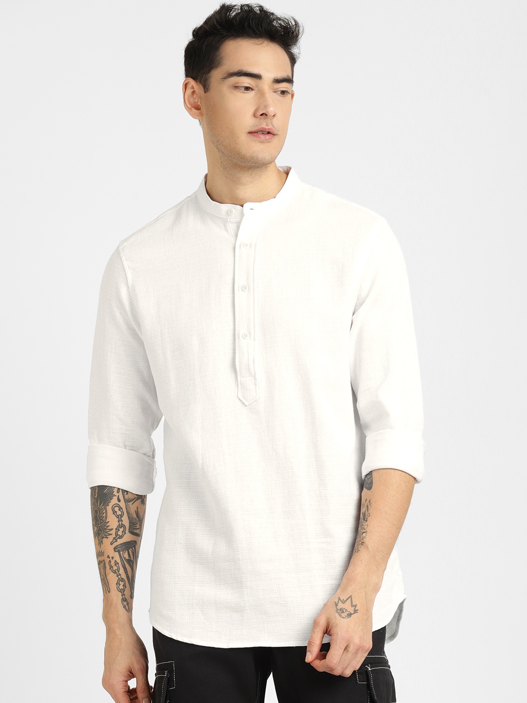 

ALCOTT Band Collar Casual Shirt, White