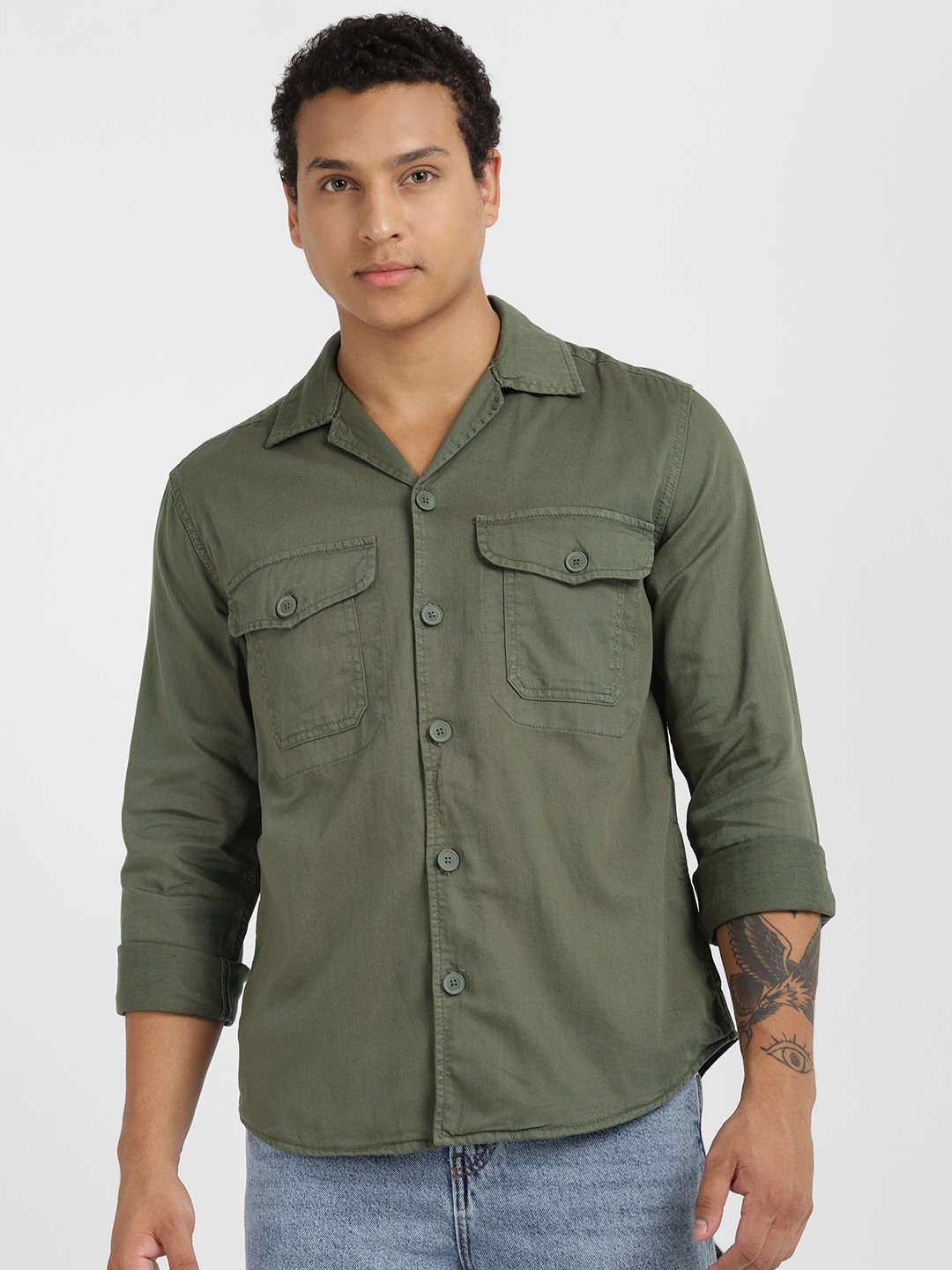 

ALCOTT Cotton Linen Casual Shirt, Olive