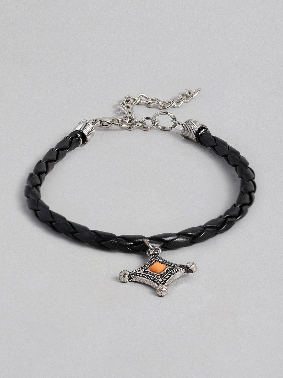 

DressBerry Silver-Plated Beaded Anklet, Black