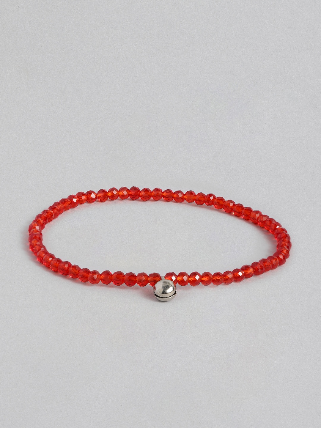 

DressBerry Silver-Plated Stone-Studded Anklet, Red