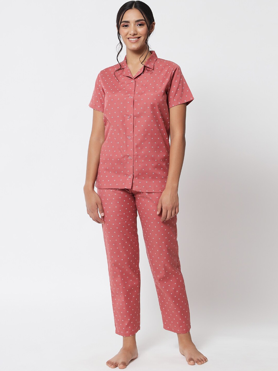 

Klamotten Women Printed Night suit, Rust