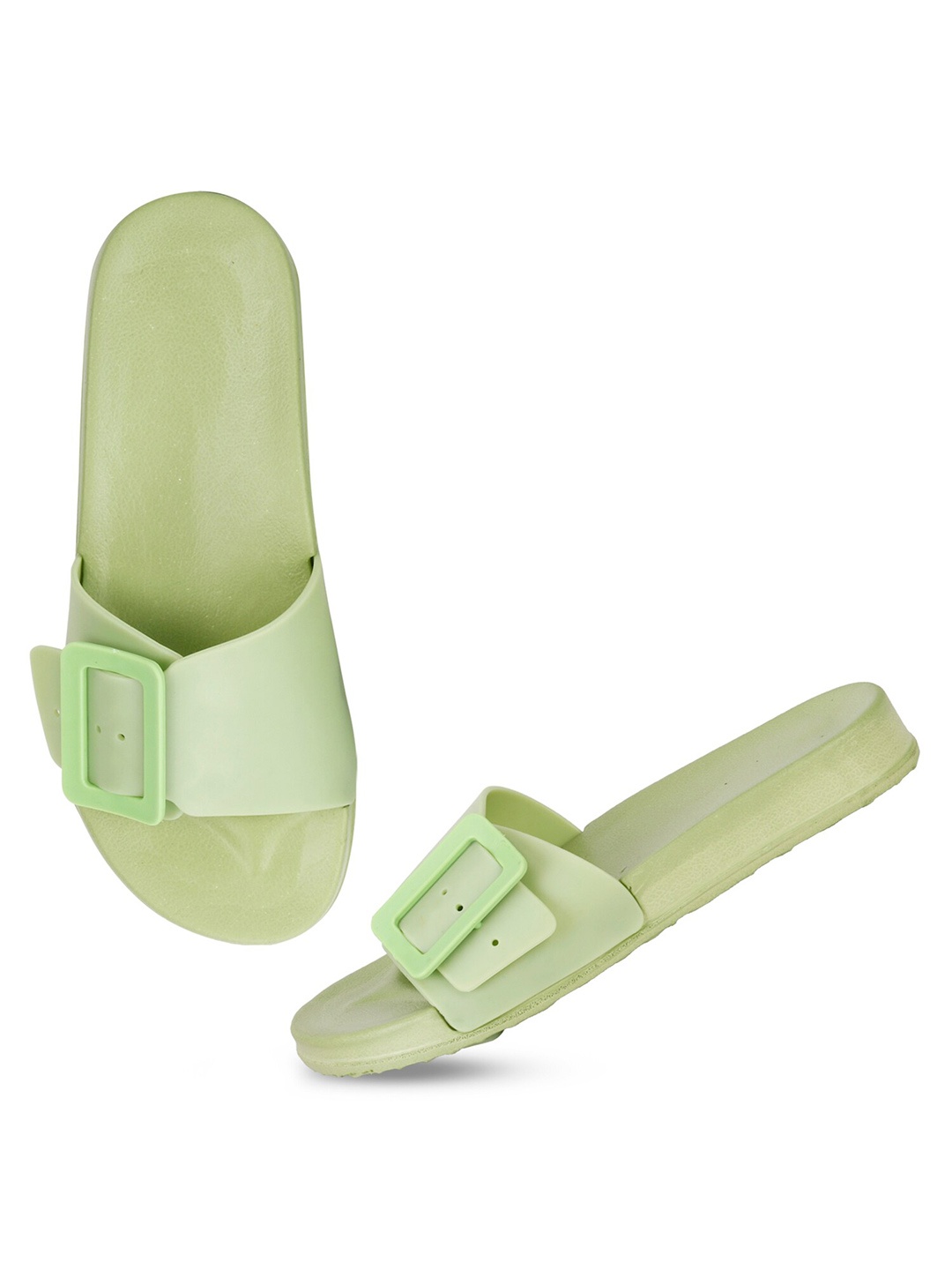 

KRAASA Women Buckle Detail Sliders, Sea green