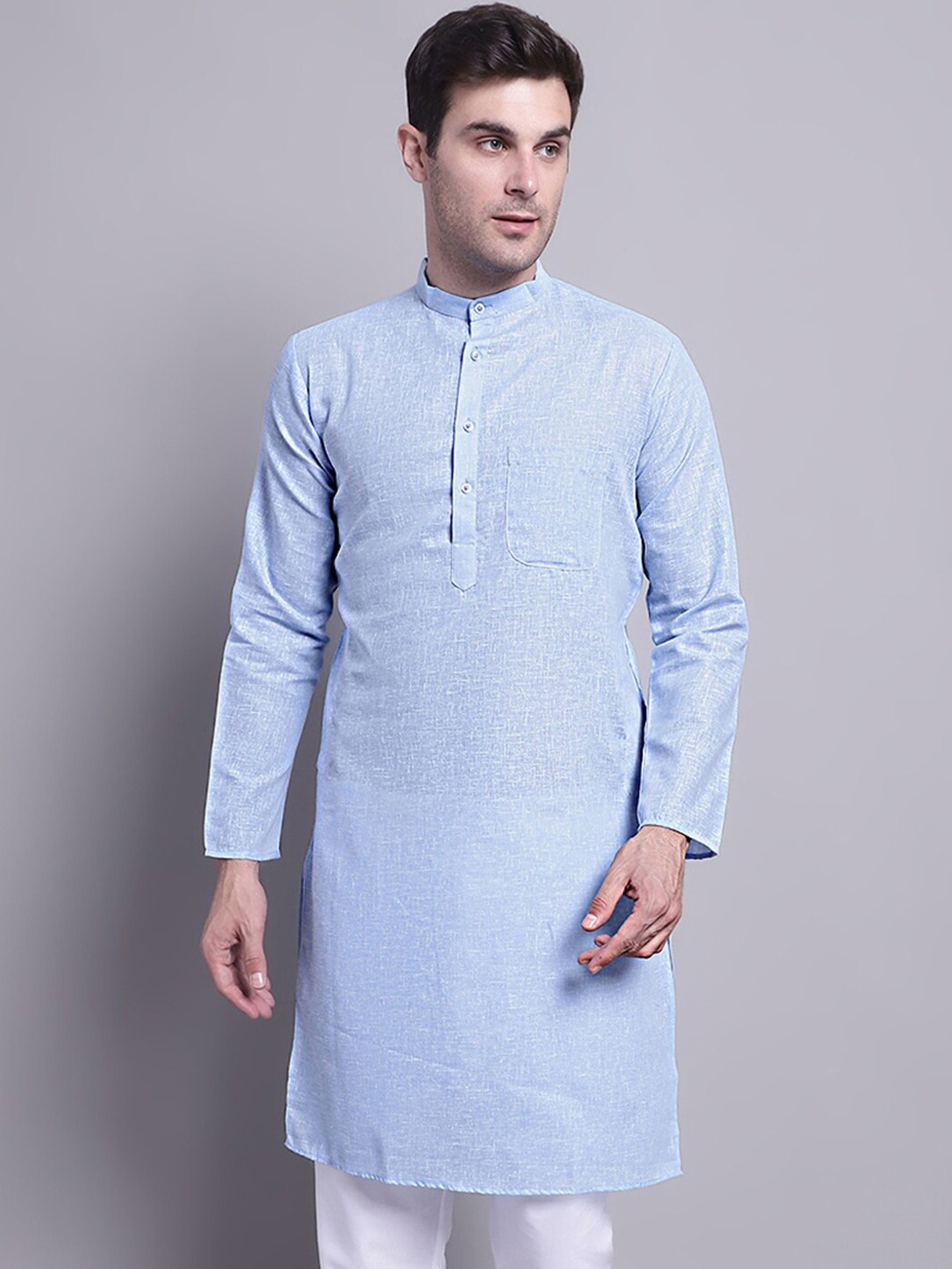 

Jompers Mandarin Collar Regular Cotton Kurta, Blue