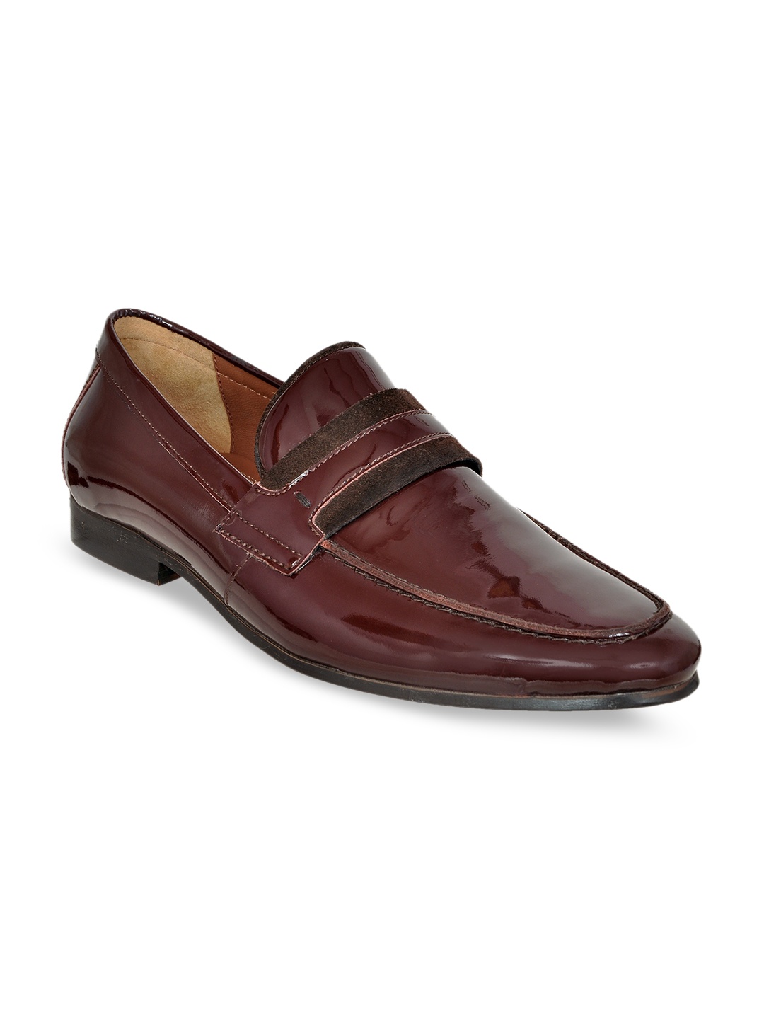 

HX London Men Patent Leather Formal Penny Loafers, Burgundy