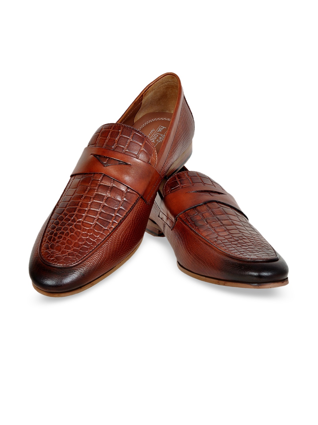 

HX London Men Textured Leather Formal Loafers, Tan