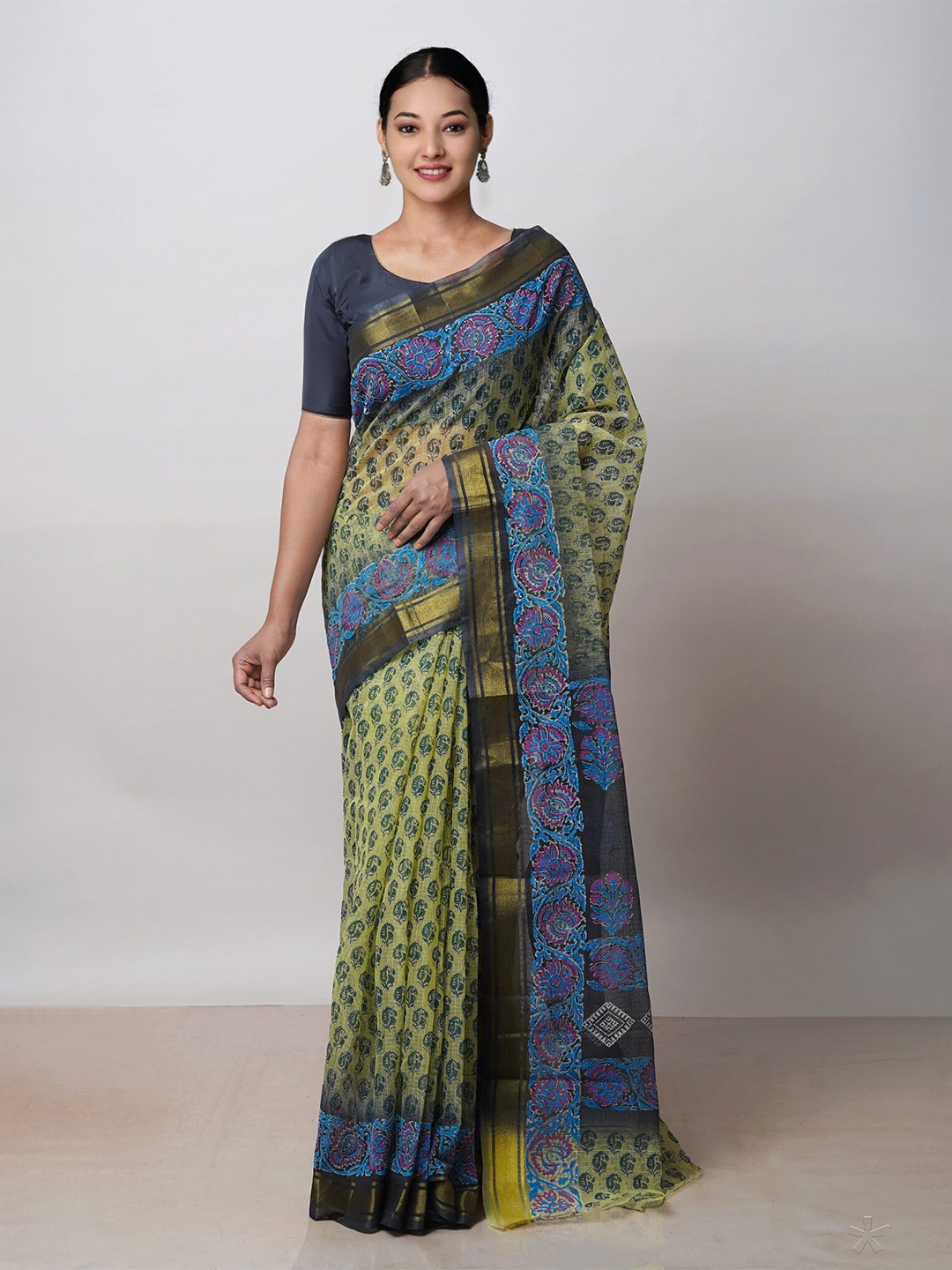 

Unnati Silks Ethnic Motifs Pure Cotton Kota Saree, Green