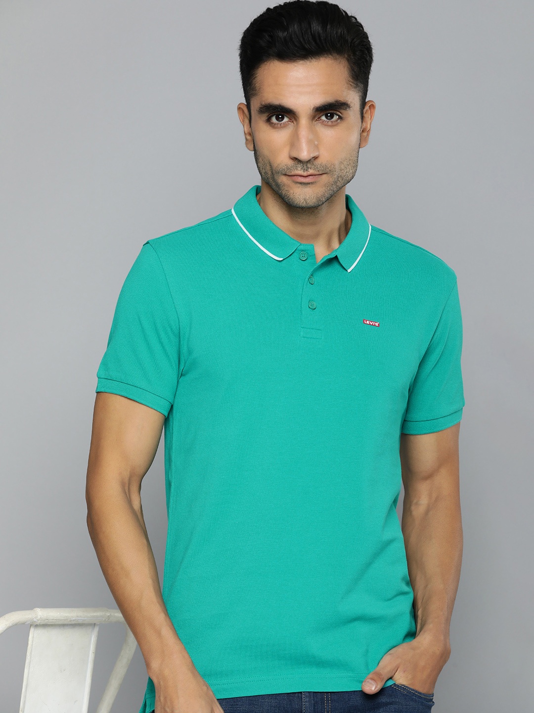 

Levis Polo Collar Pure Cotton T-shirt, Green