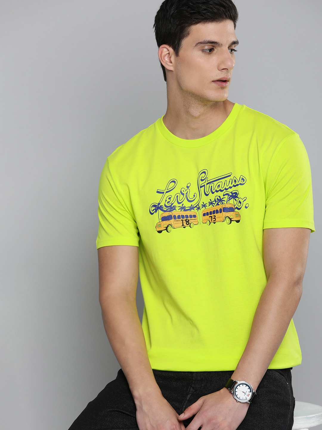 

Levis Printed Pure Cotton T-shirt, Fluorescent green