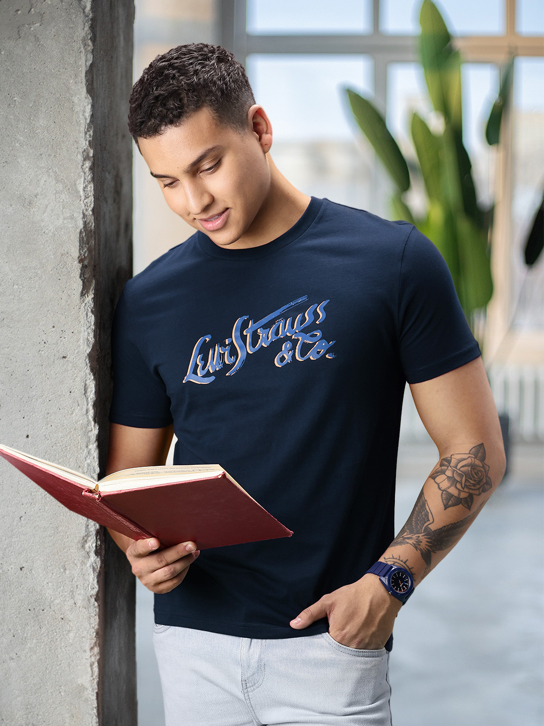 

Levis Brand Logo Printed Pure Cotton T-shirt, Navy blue