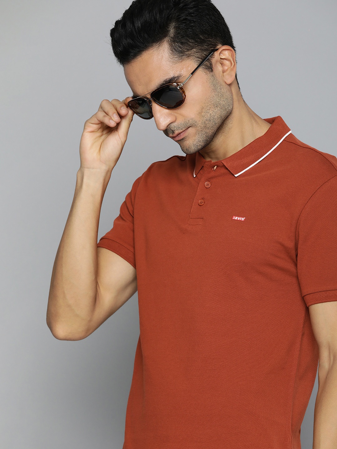 

Levis Polo Collar Pure Cotton T-shirt, Rust