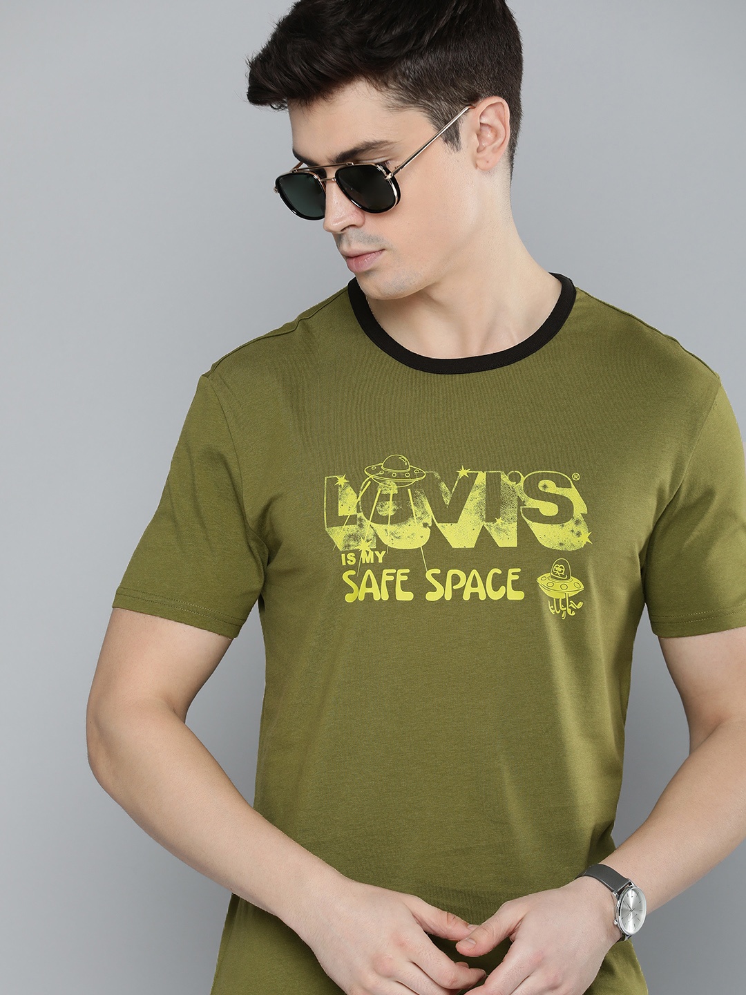 

Levis Brand Logo Printed Pure Cotton T-shirt, Green