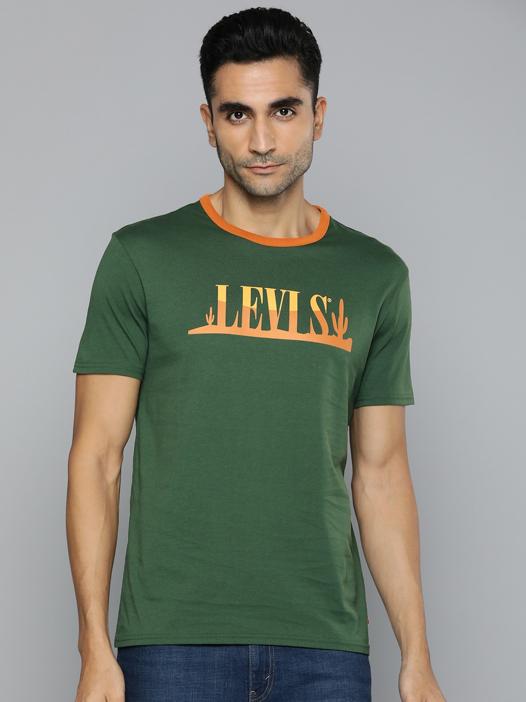 

Levis Brand Logo Printed Pure Cotton T-shirt, Green