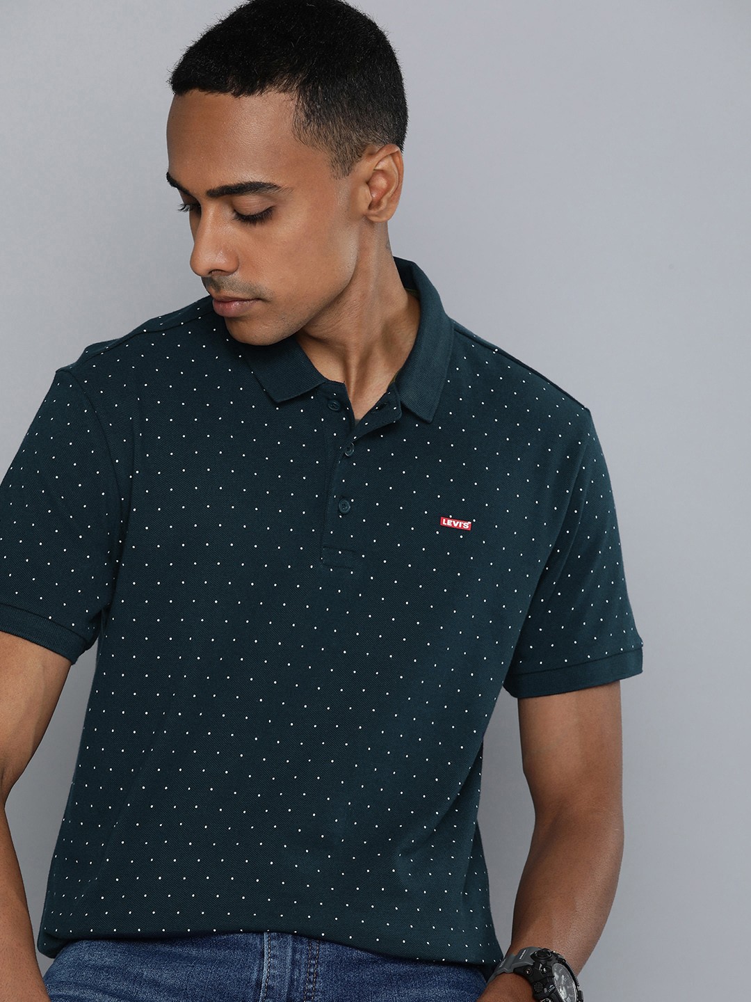 

Levis Printed Polo Collar Pure Cotton T-shirt, Navy blue
