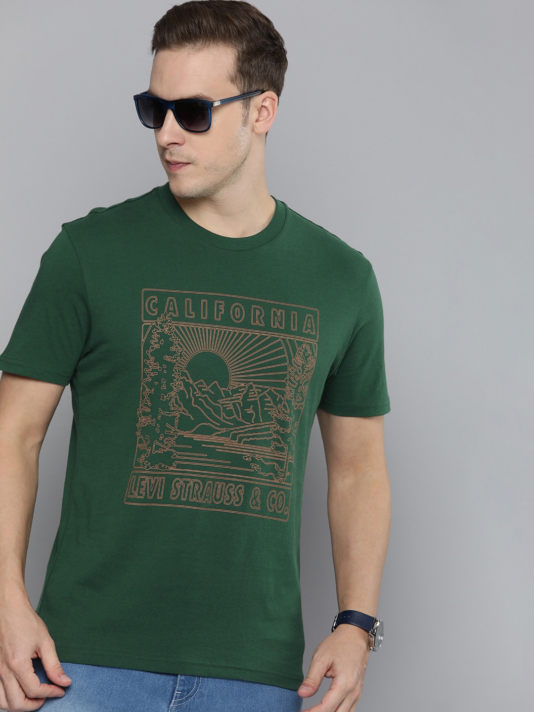 

Levis Printed Pure Cotton T-shirt, Green