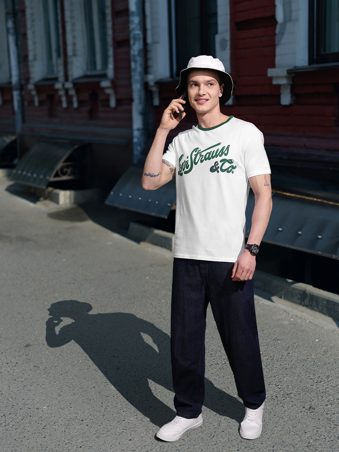 Levis Brand Logo Printed Pure Cotton T-shirt, White