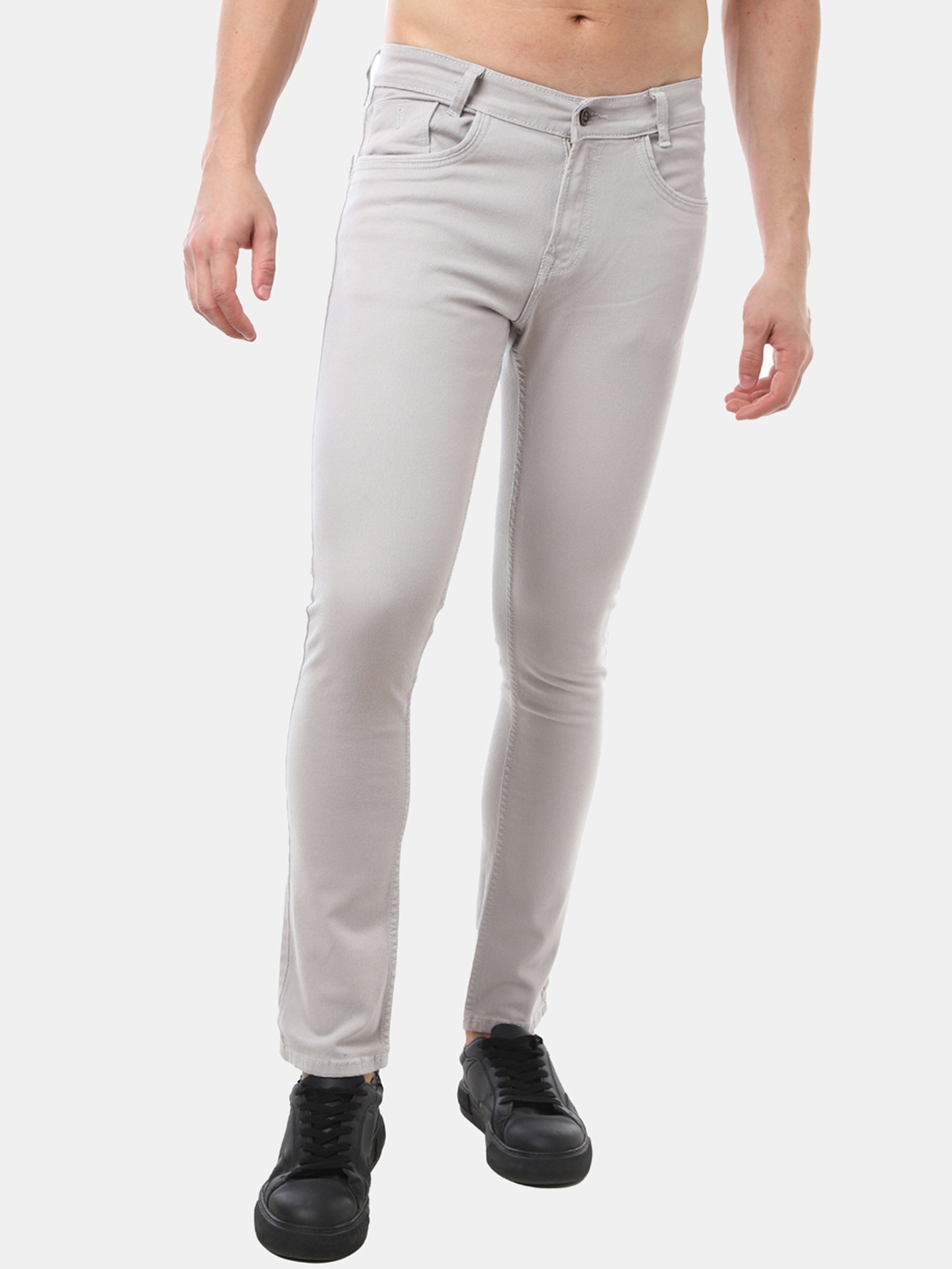 

Jean Cafe Men Jean Slim Fit Mide Rise Cleam Look Jeans, Grey