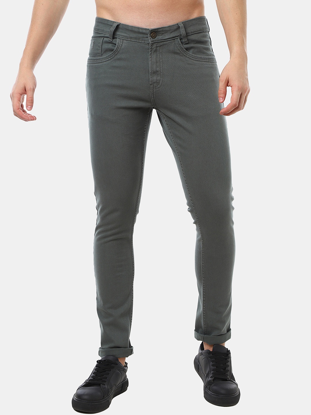 

Jean Cafe Men Jean Slim Fit Clean Look Pure Cotton Jeans, Green