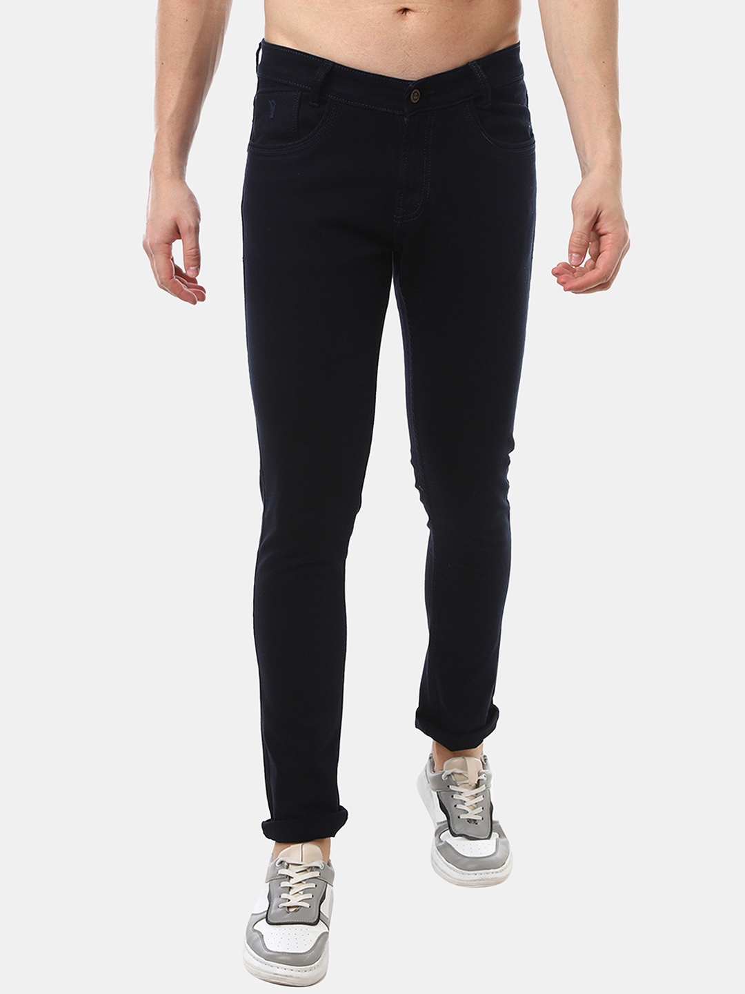 

Jean Cafe Men Jean Slim Fit Clean Look Pure Cotton Jeans, Navy blue
