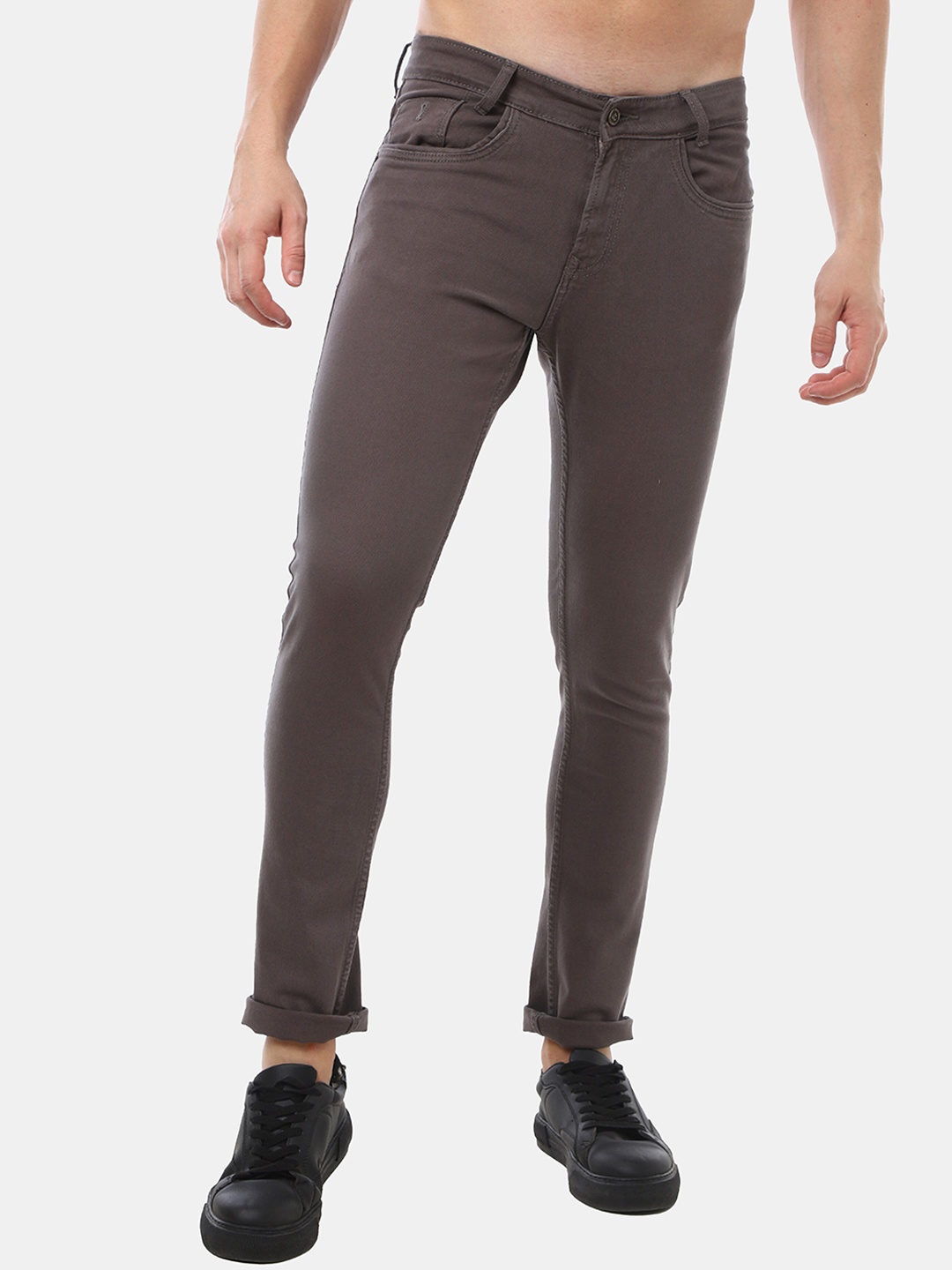 

Jean Cafe Men Jean Slim Fit Clean Look Pure Cotton Jeans, Brown